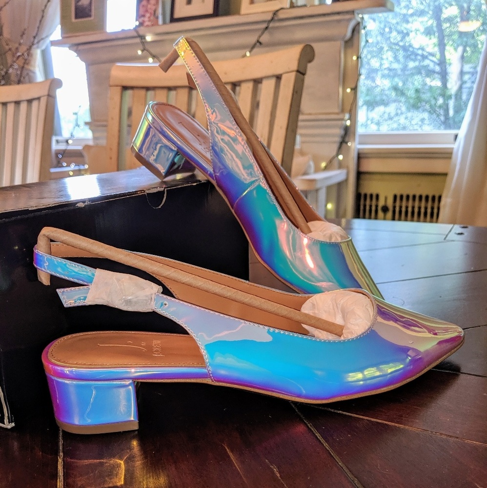 J Crew Holographic Slingback Block Heels - Picture 4 of 4